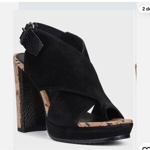 Black Suede Women's Heeled Sandals